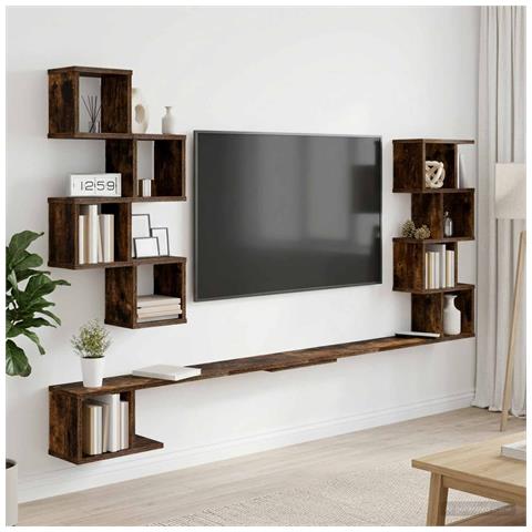 Mensola per TV da muro Rovere Fumo 180 x 15 x 94 cm - Foto 2