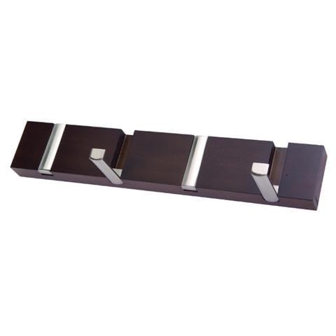 Appendiabiti 4 Ganci Cromati Legno Scuro - Foto 1