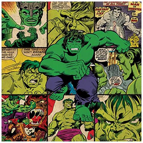 Comics, ""piazze Hulk"", Stampa Su Tela, Cotone, Multicolore, 1,8 Cm X 40 Cm X 40 Cm - Foto 1