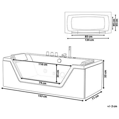Moderna Vasca Idormassaggio Bianca Con Led 150 Cm Samana - Foto 9