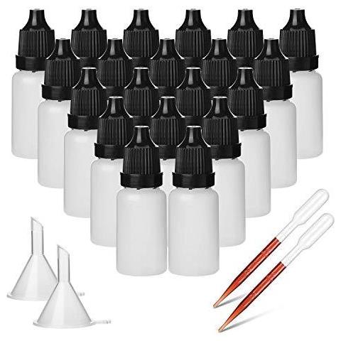 Hyber Cara 50 Pc 10ml Con Contagocce Bottiglia Di Plastica Squeeze Bottiglia Eye Liquido Contagocce Con Tamper Evident Con Tappo A Vite Bonus 2 Imbuti E 2 Pipetta - Foto 1