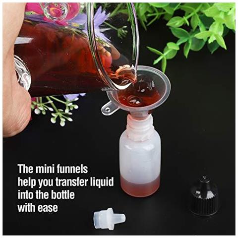 Hyber Cara 50 Pc 10ml Con Contagocce Bottiglia Di Plastica Squeeze Bottiglia Eye Liquido Contagocce Con Tamper Evident Con Tappo A Vite Bonus 2 Imbuti E 2 Pipetta - Foto 4