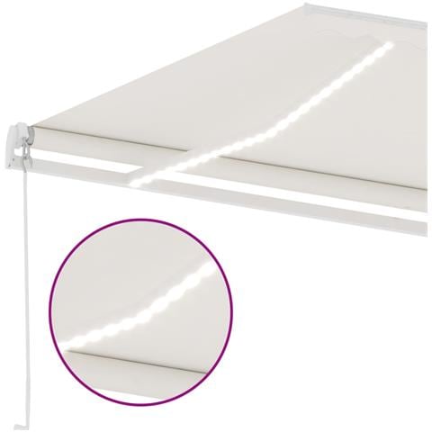 Tenda da Sole Retrattile Manuale con LED 600x350 cm Crema - Foto 10