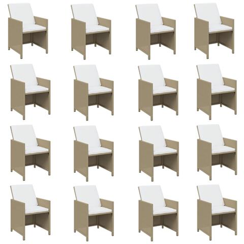 Set Da Pranzo Per Giardino 17pz Con Cuscini In Polyrattan Beige - Foto 2