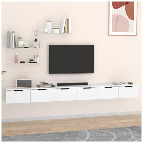 Mobili A Parete 2 Pz Bianchi 102x30x20 Cm In Legno Multistrato - Foto 6