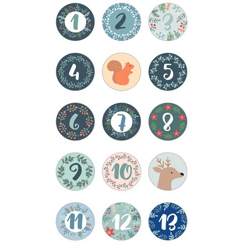 Adesivi Rotondi Per Il Calendario Dell'avvento - Animali - Foto 2
