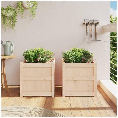 Fioriere Da Giardino 2 Pz In Legno Massello Di Pino - Foto 3