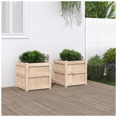 Fioriere Da Giardino 2 Pz In Legno Massello Di Pino - Foto 1