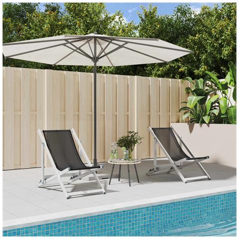 Sedie Da Spiaggia Pieghevoli 2 Pz Grigie Alluminio E Textilene - Foto 1