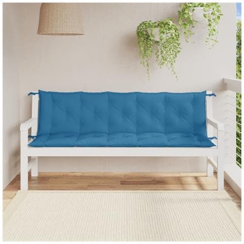Cuscini Panca Giardino 2pz Blu Mélange 180x50x7 Cm Tessuto - Foto 3