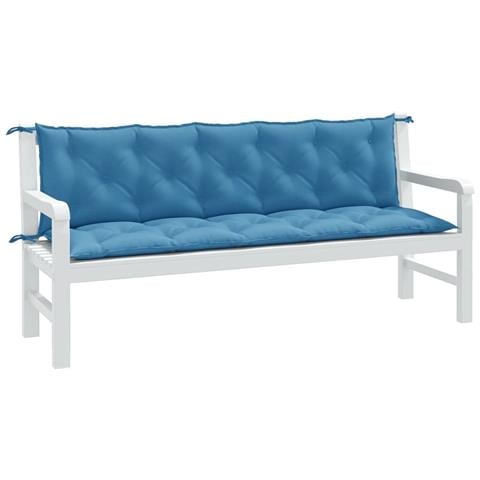 Cuscini Panca Giardino 2pz Blu Mélange 180x50x7 Cm Tessuto - Foto 1