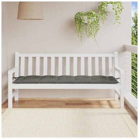 Cuscino Panca Giardino Grigio Scuro Mélange 180x50x7 Cm Tessuto - Foto 3