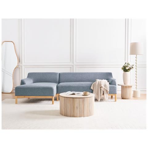 Divano Angolare 3 Posti Sosjo Tessuto Blu Lato Destro - Foto 1