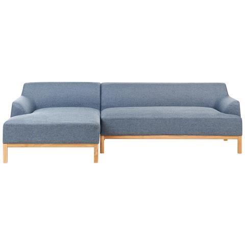 Divano Angolare 3 Posti Sosjo Tessuto Blu Lato Destro - Foto 2