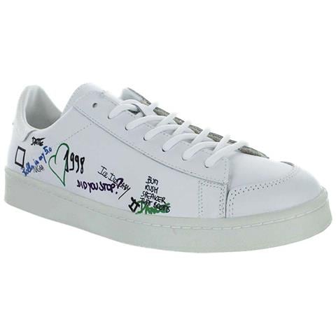 Mezze Scarpe Italiane Da Uomo Twist Doodle In Pelle Bianca Con Scritta 44 - Foto 1
