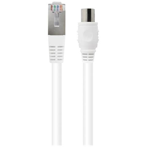 Cavo Tv Coassiale 9,52 Mm / Ethernet Rj45 Cat8 Maschio/maschio 2 M, Bianco - Foto 2