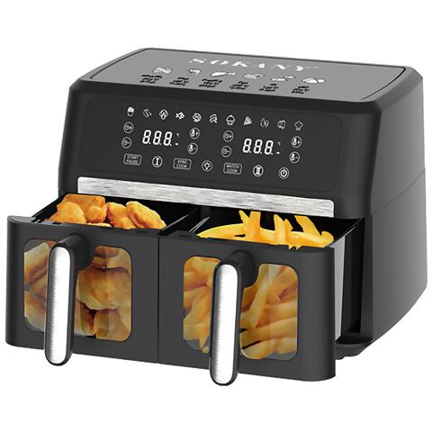 Friggitrice Ad Aria Con Doppio Compartimento, Capacità Di 11l Divisa In Due Cestelli Da 5.5l. Pannello Digitale Touchscreen, Potenza Di 3000w E Finestre Di Visualizzazione. - Foto 1