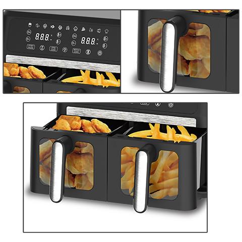 Friggitrice Ad Aria Con Doppio Compartimento, Capacità Di 11l Divisa In Due Cestelli Da 5.5l. Pannello Digitale Touchscreen, Potenza Di 3000w E Finestre Di Visualizzazione. - Foto 5