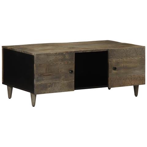 Tavolino Grigio Chiaro 100x54x40cm In Legno Massello Di Mango - Foto 1