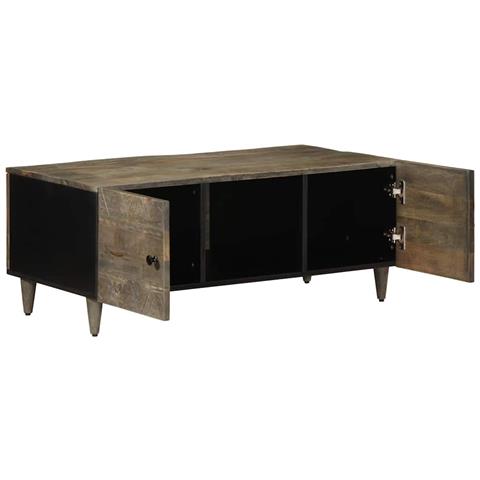 Tavolino Grigio Chiaro 100x54x40cm In Legno Massello Di Mango - Foto 3