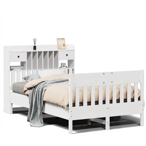 Letto Senza Materasso Bianco 135x190 Cm Legno Massello Di Pino - Foto 2