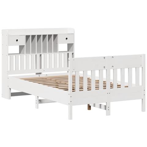 Letto Senza Materasso Bianco 135x190 Cm Legno Massello Di Pino - Foto 3