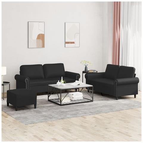 Set Di Divani 3 Pz Con Cuscini Nero In Similpelle - Foto 1