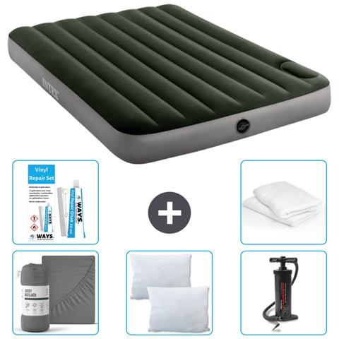 Set Materassino Gonfiabile - 191x137x25 Cm - Verde - Include Accessori Coordinati Cb9 - Foto 1