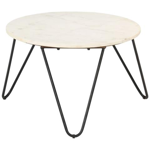 Tavolino Da Salotto Bianco 65x65x42cm Pietra Vera Testura Marmo - Foto 2