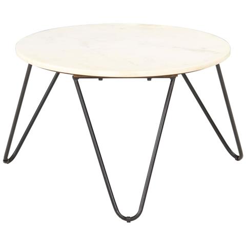 Tavolino Da Salotto Bianco 65x65x42cm Pietra Vera Testura Marmo - Foto 8