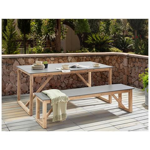 Tavolo Da Pranzo Da Giardino Notteri 180 Cm 90 Cm Cemento Grigio - Foto 1