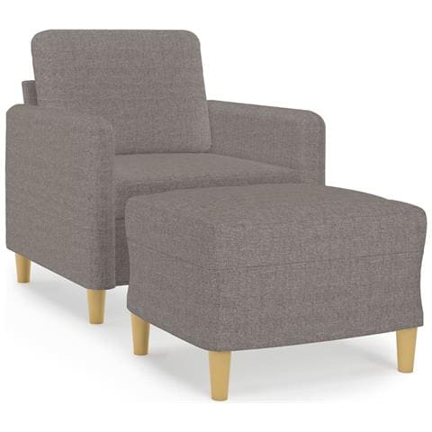 Poltrona con Poggiapiedi Tortora 60 cm in Tessuto - Foto 1