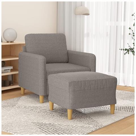 Poltrona con Poggiapiedi Tortora 60 cm in Tessuto - Foto 2