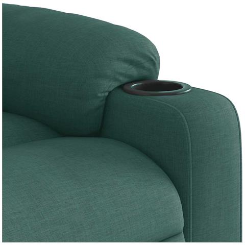 Poltrona Massaggiante Reclinabile Verde Scuro in Tessuto - Foto 9