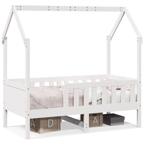 Giroletto Casetta Bambini Bianco 80x160 cm Legno Massello Pino - Foto 1