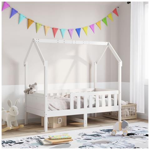 Giroletto Casetta Bambini Bianco 80x160 cm Legno Massello Pino - Foto 2