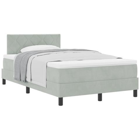 Letto con Box Spring e Materasso Grigio Chiaro 120x200 cm Velluto - Foto 1