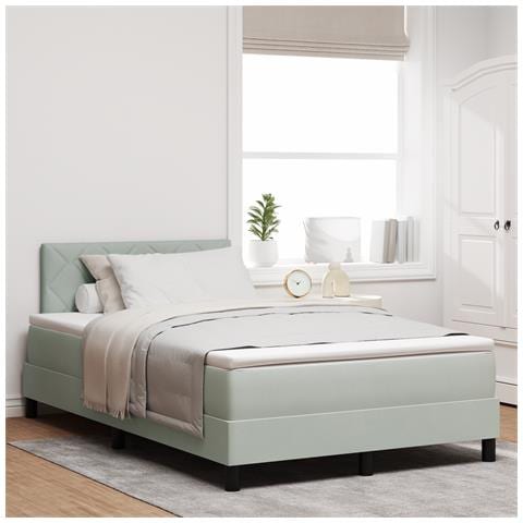 Letto con Box Spring e Materasso Grigio Chiaro 120x200 cm Velluto - Foto 2