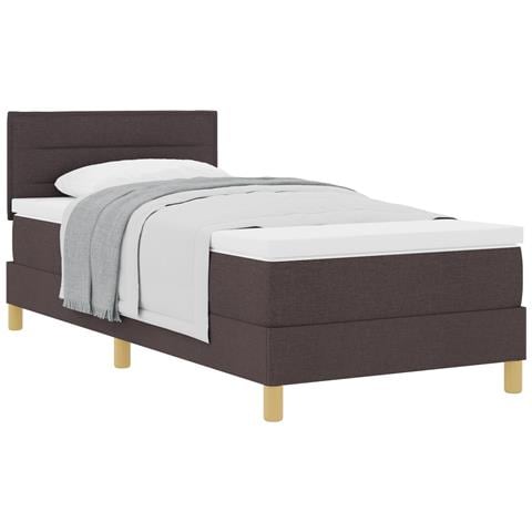 Letto con Rete e Materasso Marrone Scuro 100x200 cm Tessuto - Foto 1