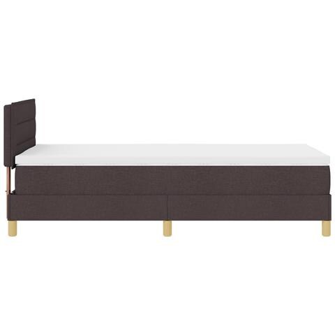 Letto con Rete e Materasso Marrone Scuro 100x200 cm Tessuto - Foto 9