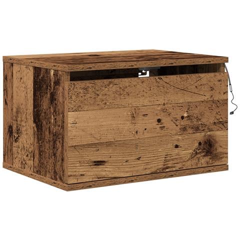 Comodino  con LED montato a muro in legno vecchio 50x36x30 cm - Foto 1