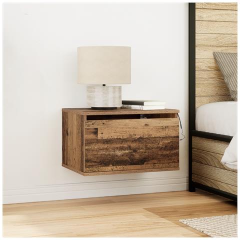 Comodino  con LED montato a muro in legno vecchio 50x36x30 cm - Foto 2