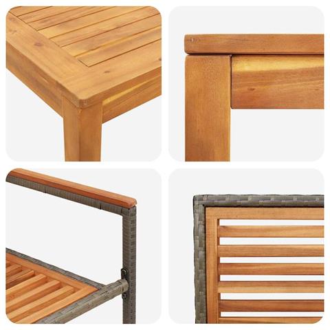 Set da Pranzo per Giardino 3 pcs Grigio Poly Rattan - Foto 9