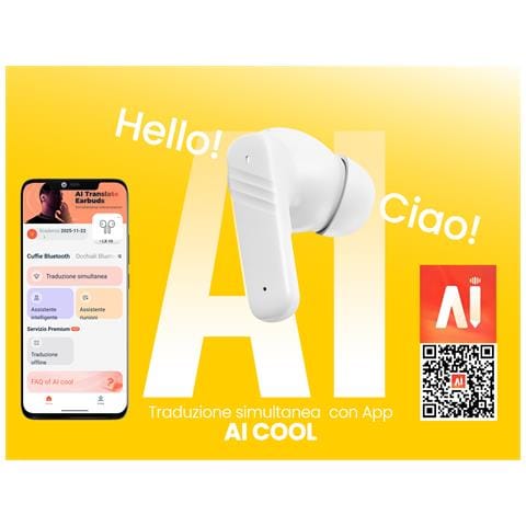 Cuffie con Traduzione Simultanea AI e Display Touch Screen EAR 100 AID Bianco - Foto 4