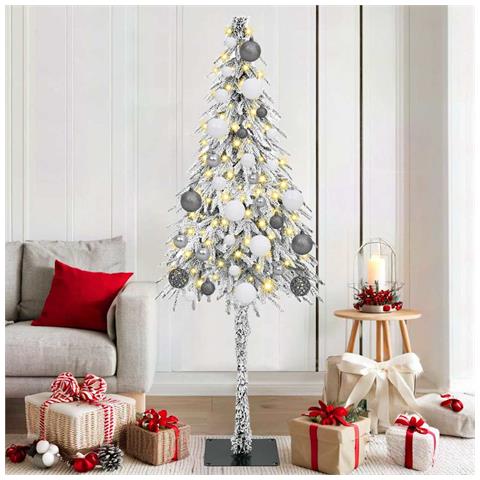 Albero di Natale con luci a strisce a LED Bianco 180 cm PE - Foto 2
