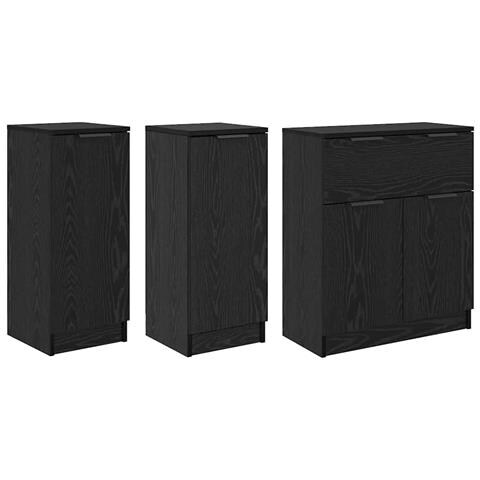 Credenza con cassetto 3 pcs Rovere nero Legno multistrato - Foto 1