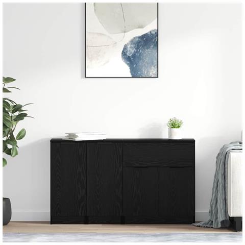 Credenza con cassetto 3 pcs Rovere nero Legno multistrato - Foto 2