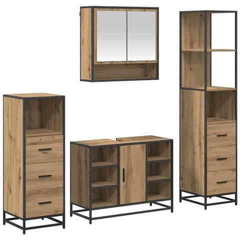 Set di mobili per il bagno con porta 4 pcs Rovere artigianale - Foto 1