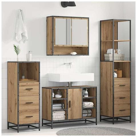 Set di mobili per il bagno con porta 4 pcs Rovere artigianale - Foto 2