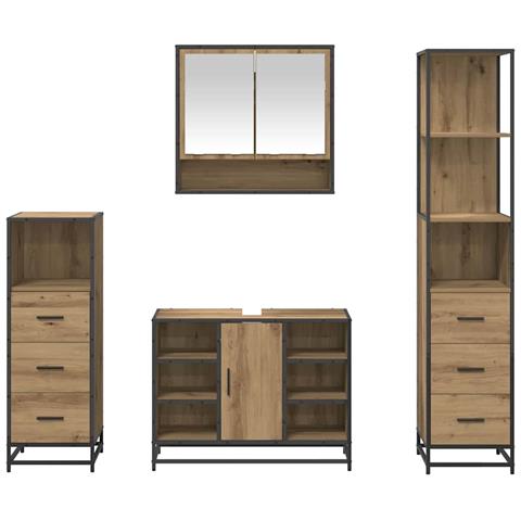 Set di mobili per il bagno con porta 4 pcs Rovere artigianale - Foto 9